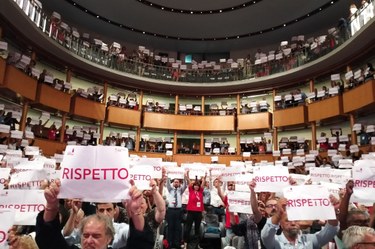 i delegati CGIL all'assemblea nazionale. Foto di Giovanni Guidi