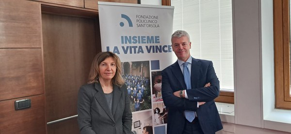 Tiziana Ferrari, presidente Confindustria Emilia e Andrea Moschetti presidente Fondazione Policlinico Sant'Orsola